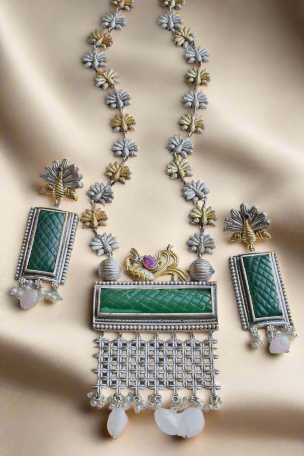 Tribal long necklace earrings set trlnes230981