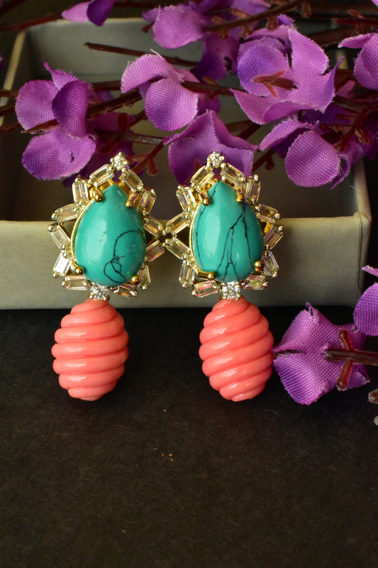 Turquoise coral studs