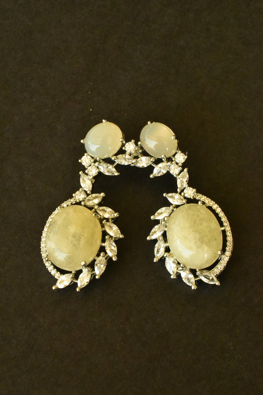 white silver polish earrings