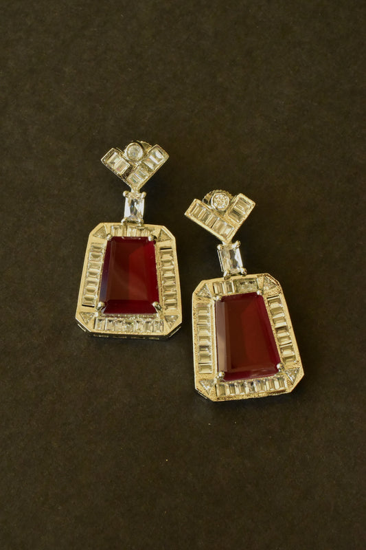 ruby silver polish drop earrings