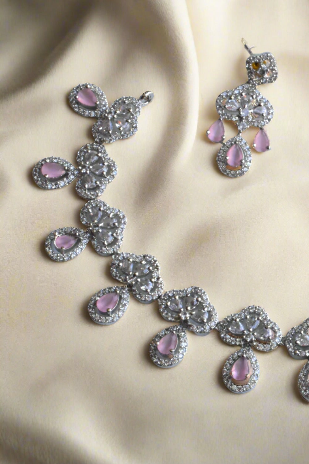 pink cz necklace set