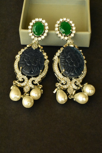 green silver polish earrings