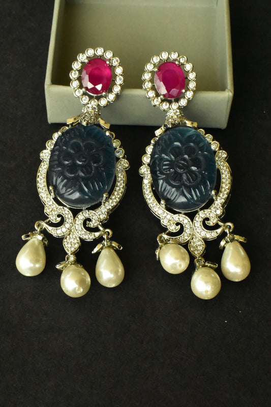 ruby ad silver polish earrings