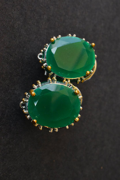 green silver polish earrings