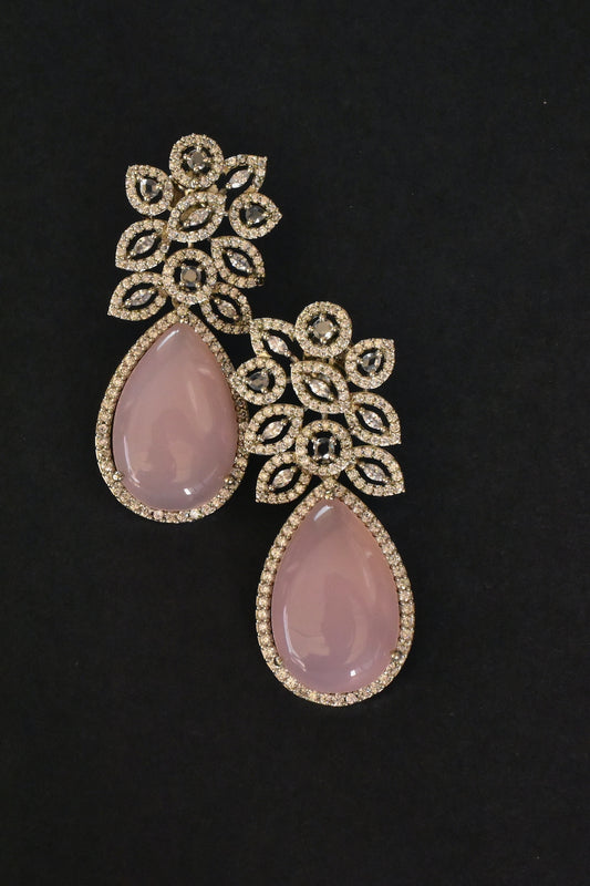 rose quarts ad stone earrings
