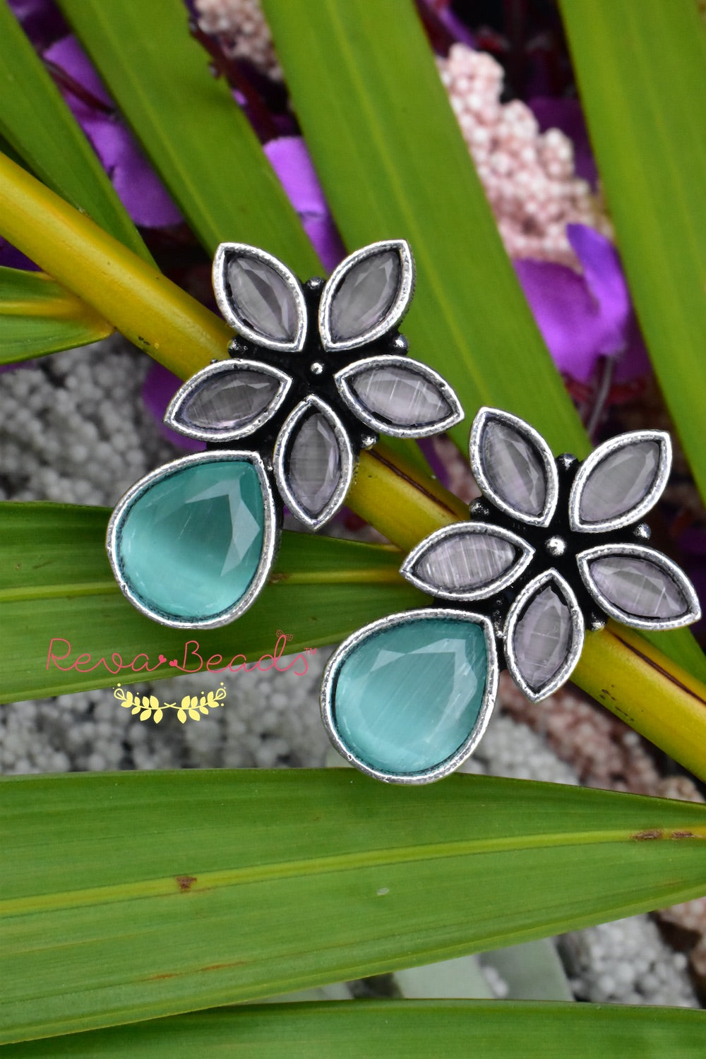 floral stone earrings
