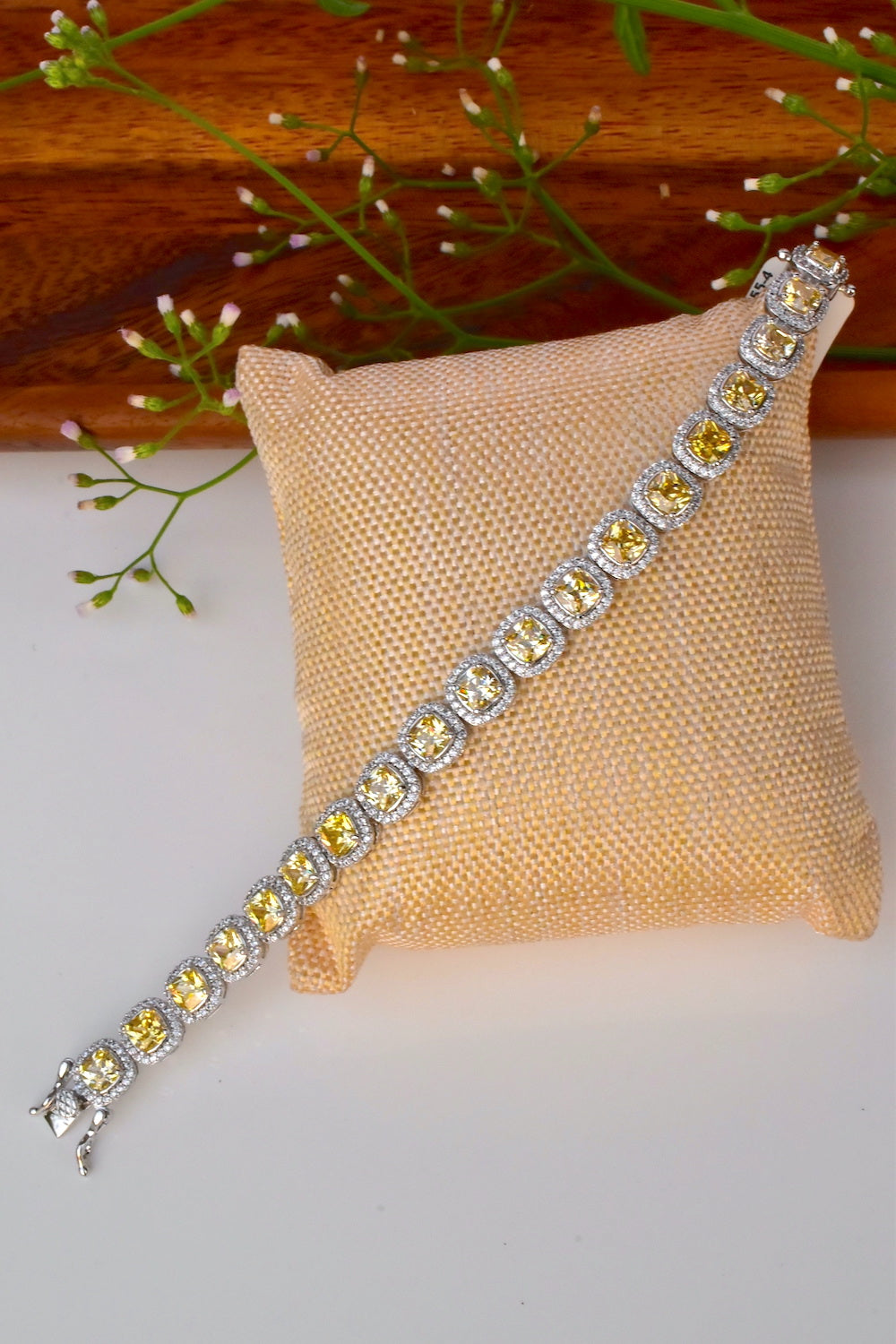 yellow cubic zirconia square silver hand accessories