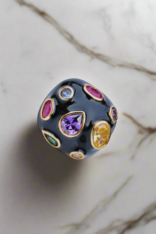 black enamel finger ring