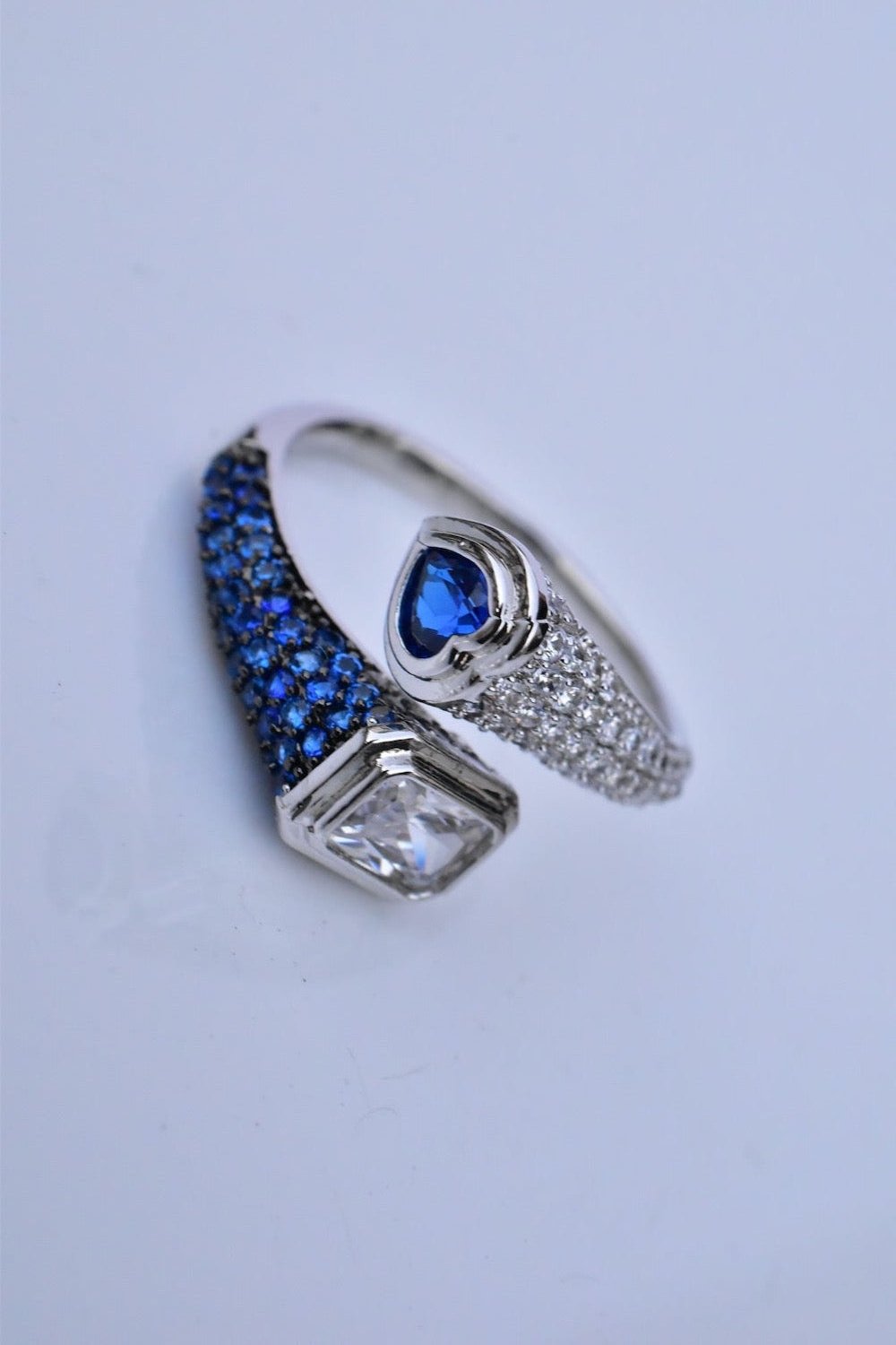 blue stone pave setting silver polish