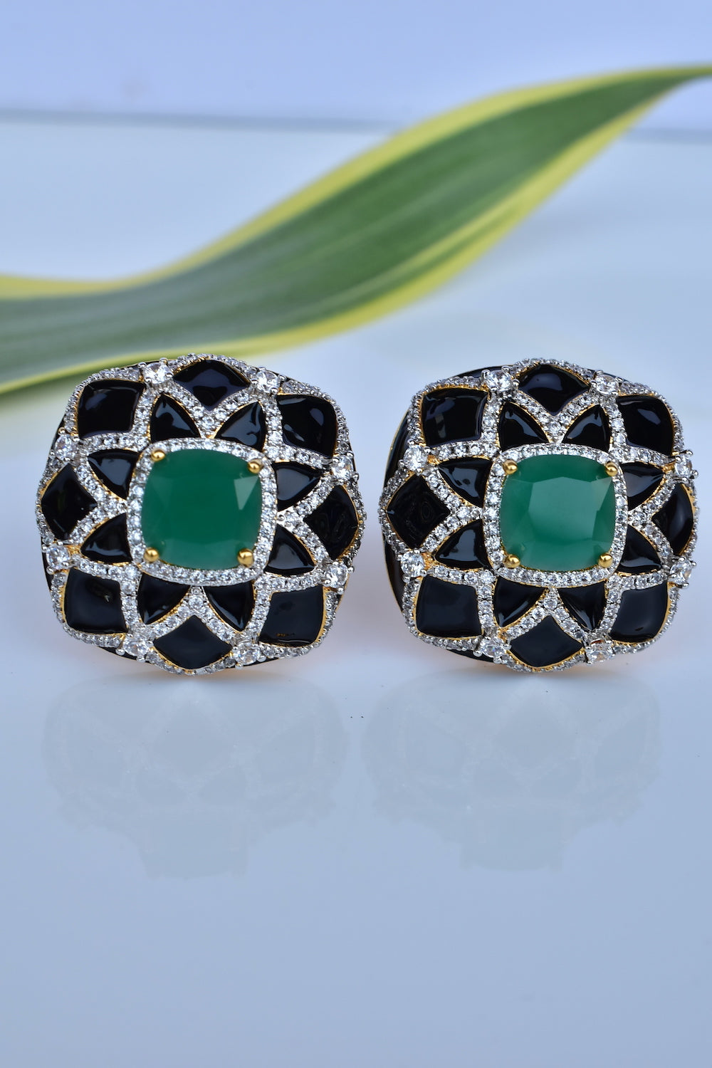 black enamel meenakari earrings