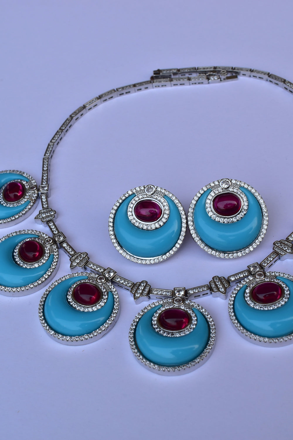 ad silver polish necklace earrings Set adspnes230938
