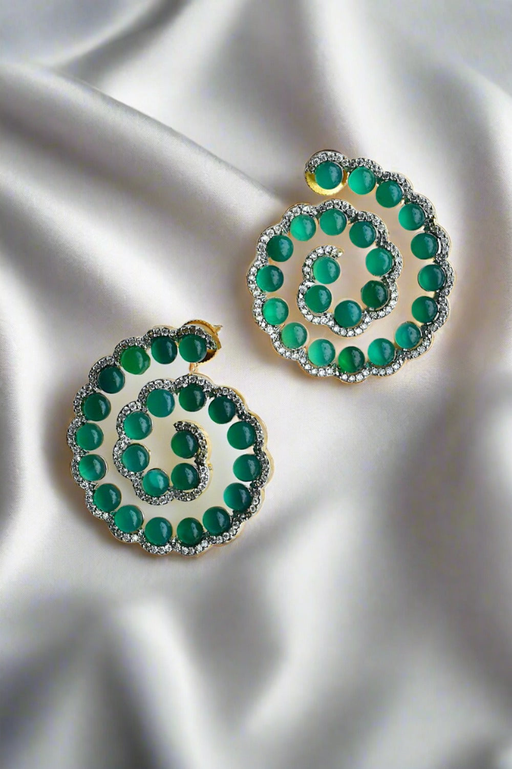green onyx studs