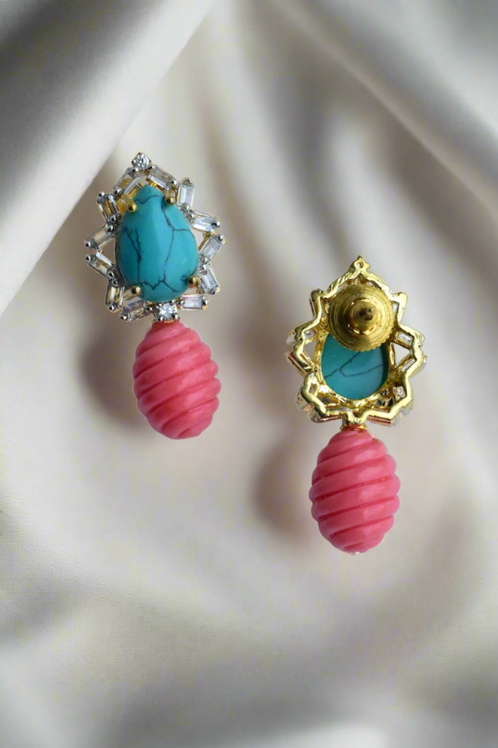 turquoise coral earrings