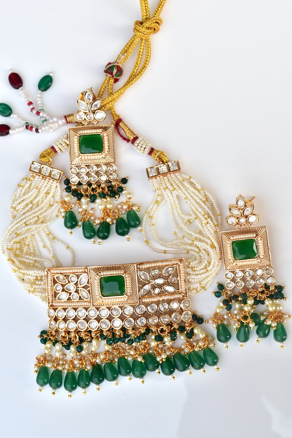 green kundan choker set