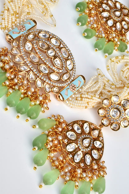 Kundan Choker Necklace Earrings Set kchnes230933