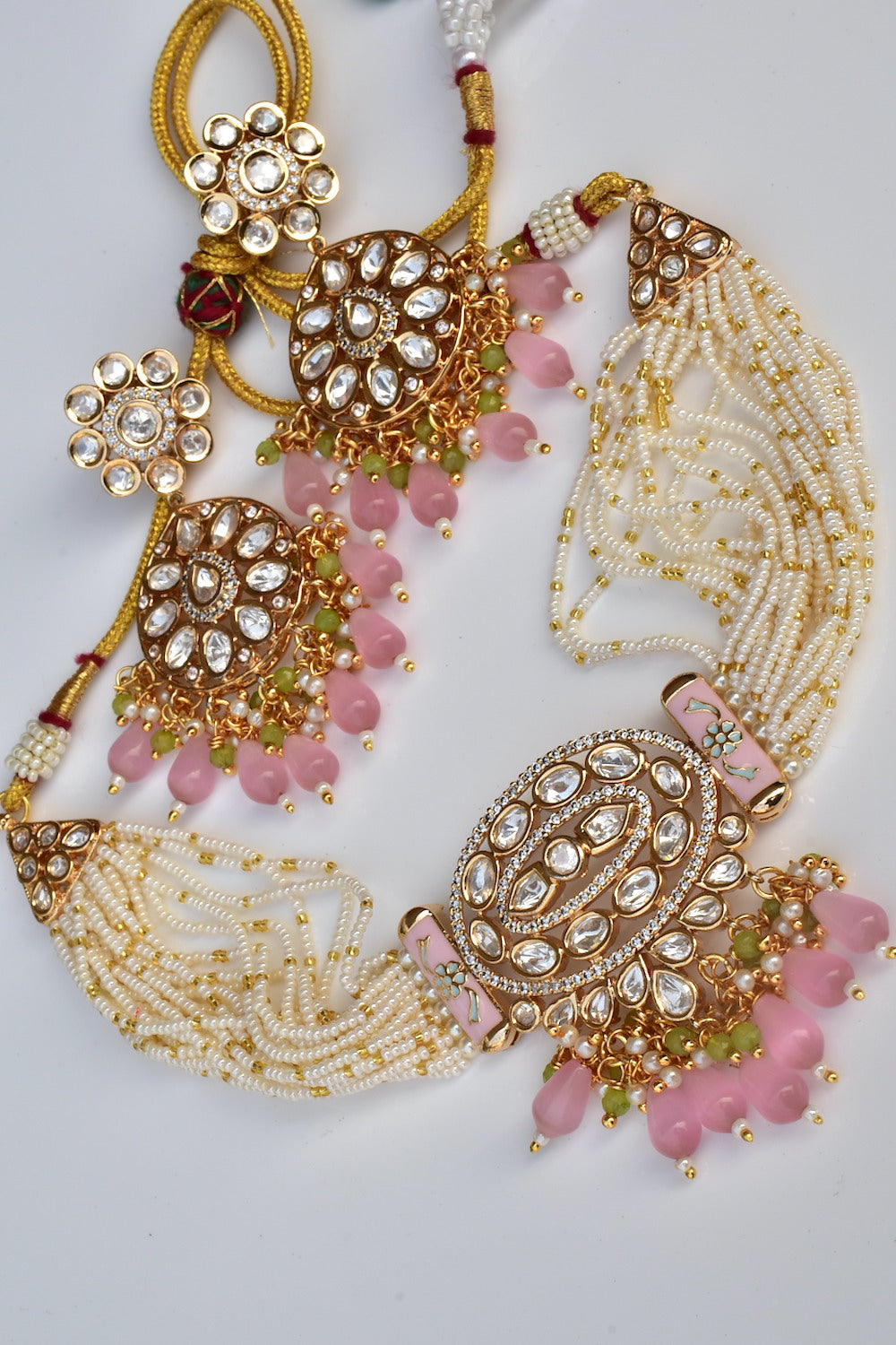 Kundan Choker Necklace Earrings Set kchnes230933