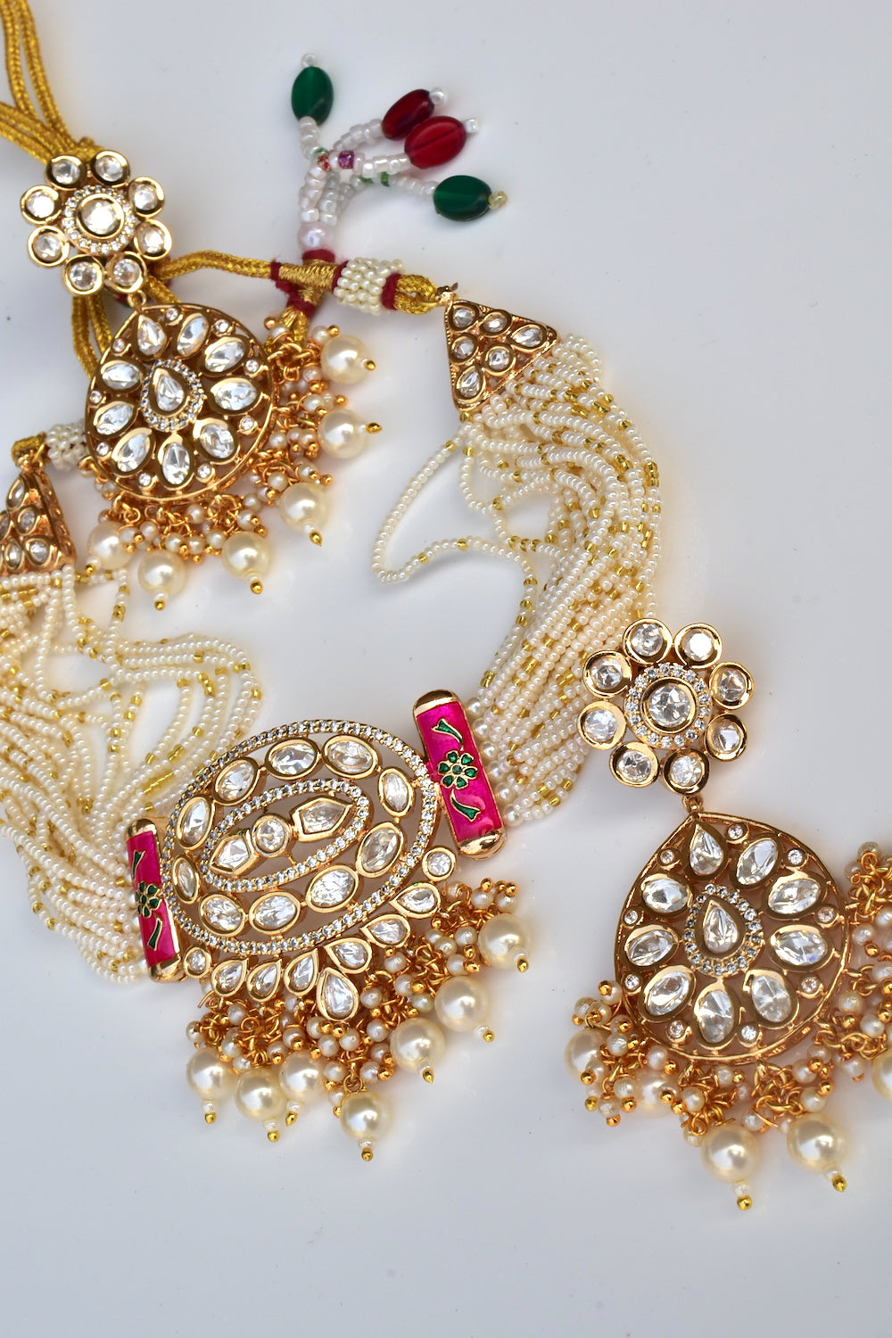 Kundan Choker Necklace Earrings Set kchnes230933