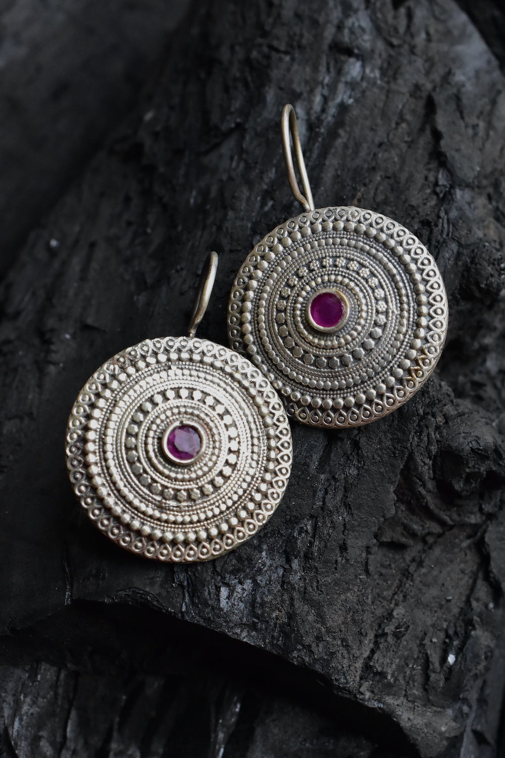 ruby drop earrings