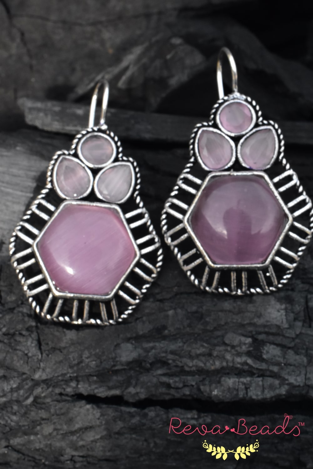 pink stone earrings