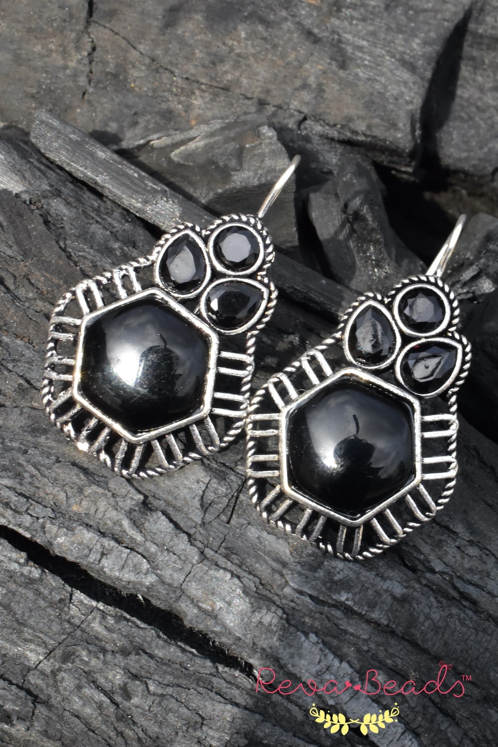 oxidised black studs