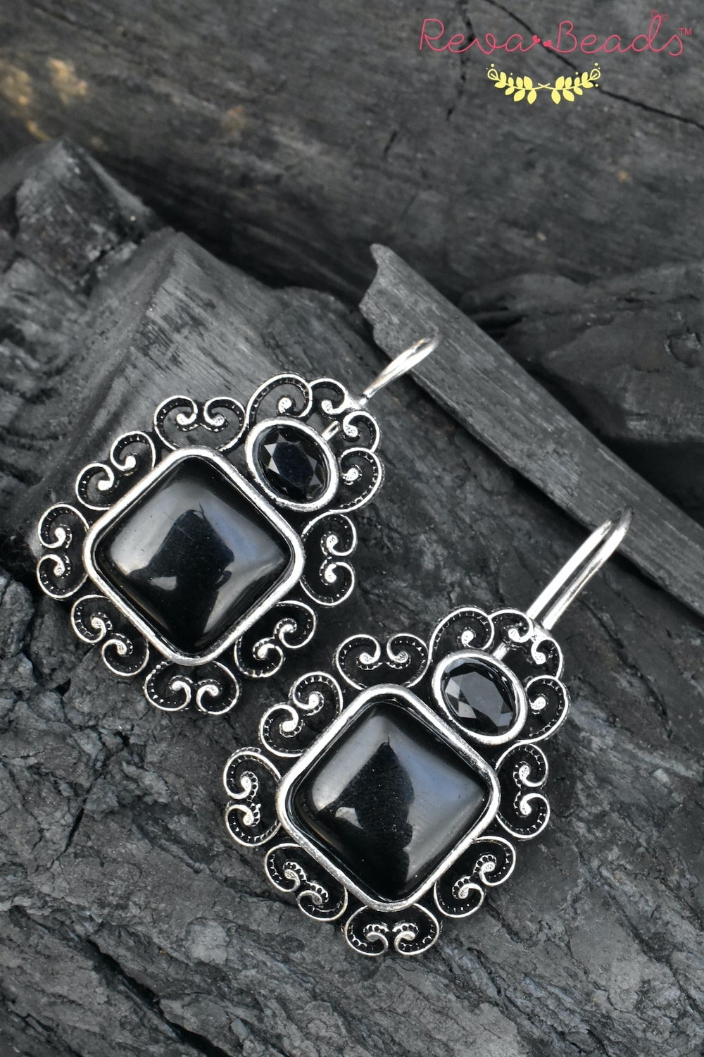 black stone earrings