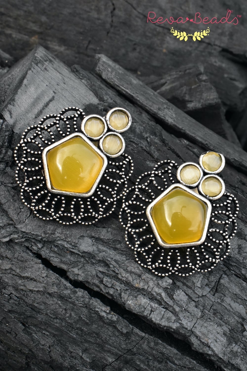 yellow oxidised earrings
