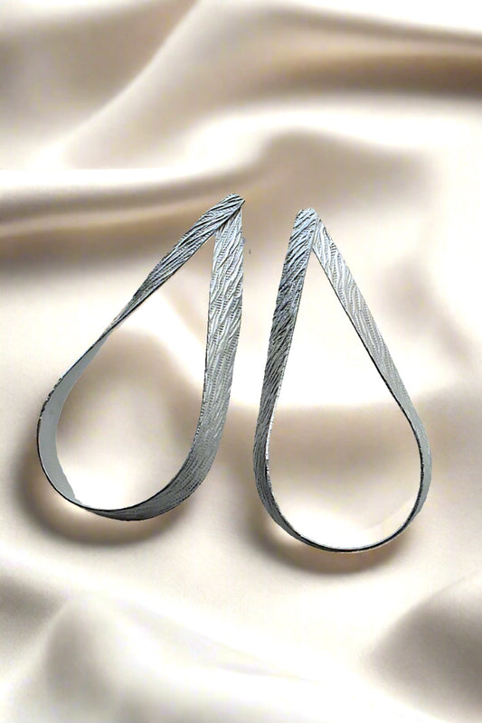 matte silver textured earrings