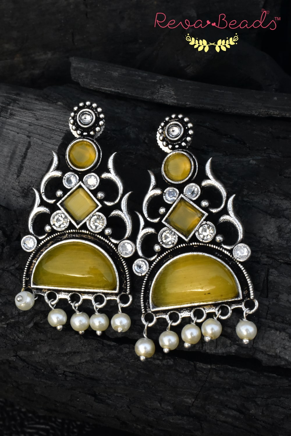yellow tribal earrings