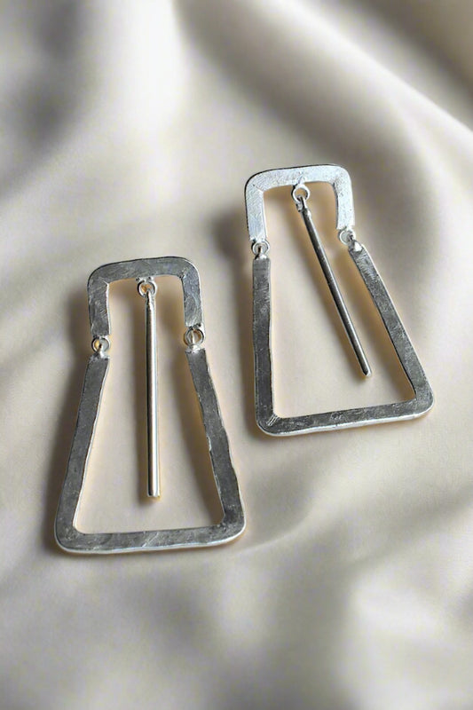 silver polish drop earrings