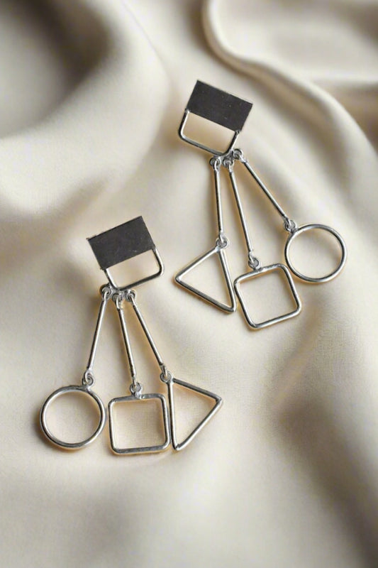 matte silver earrings