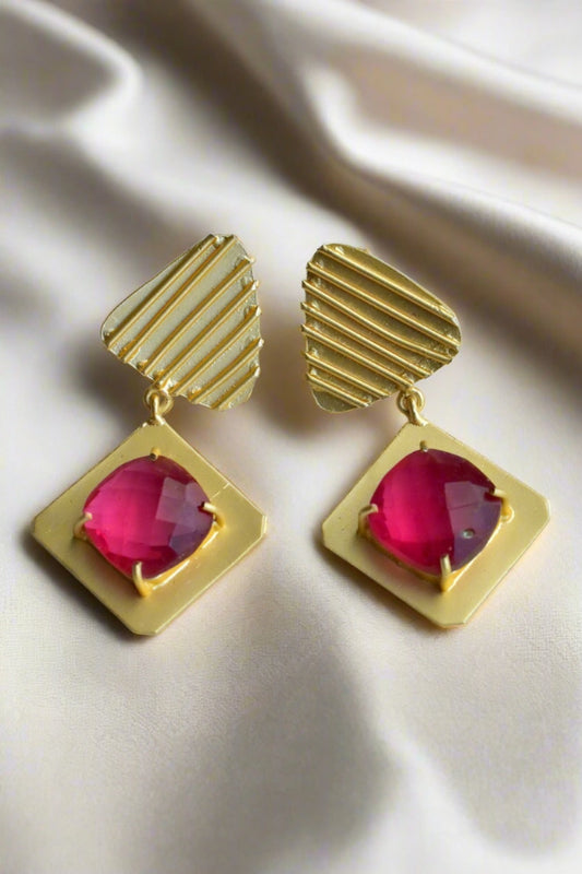 red matte gold earrings