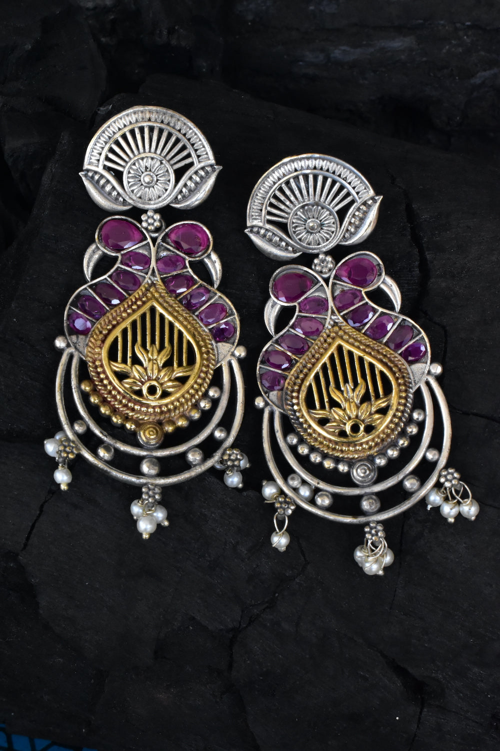 tribal drop chandbali earrings trce230379