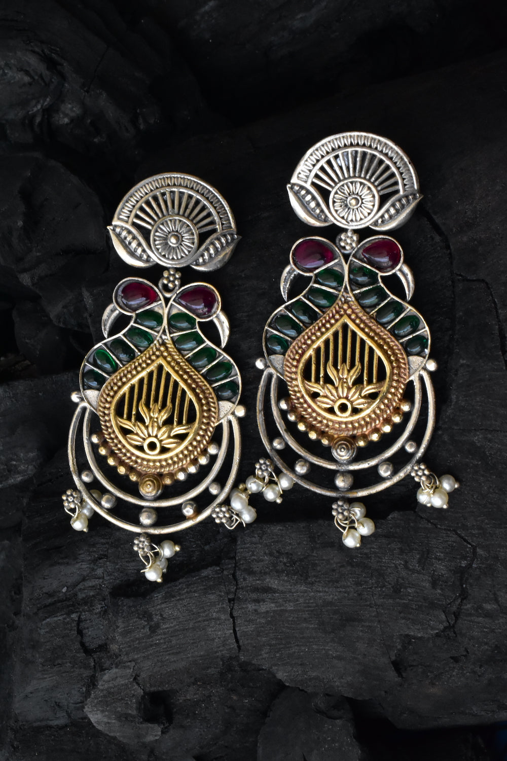 tribal drop chandbali earrings trce230379