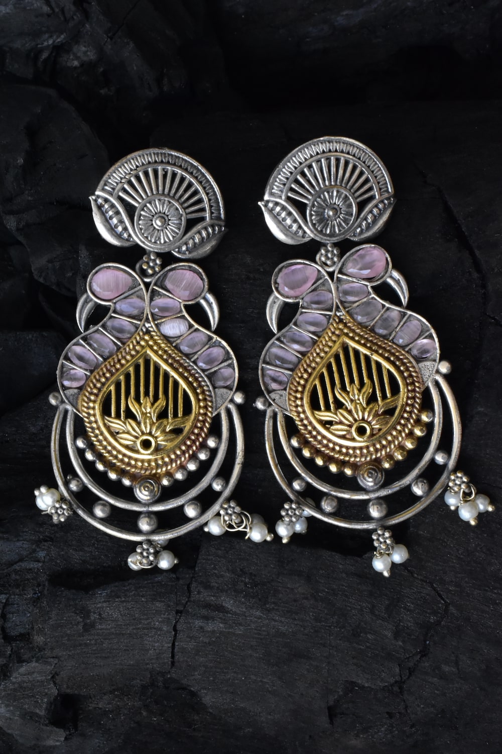 tribal drop chandbali earrings trce230379