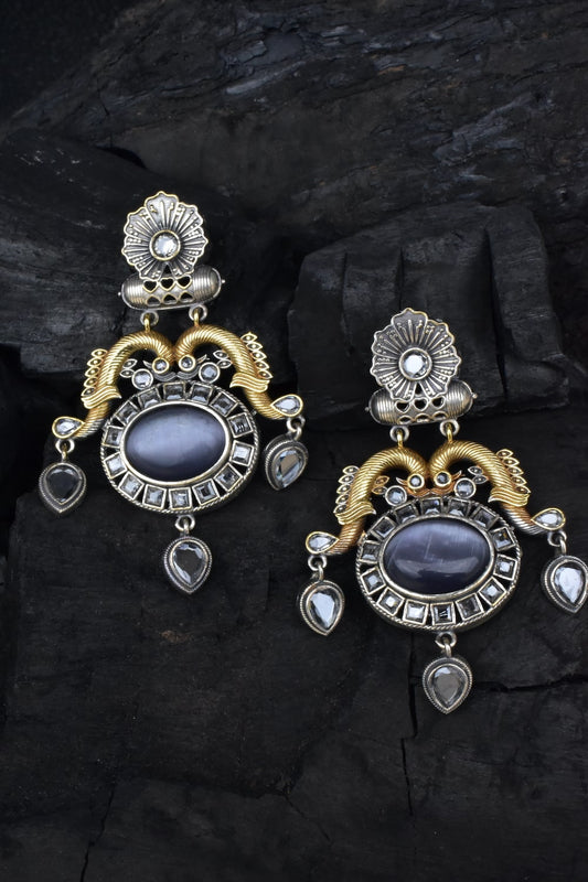 dual tone brass earrings