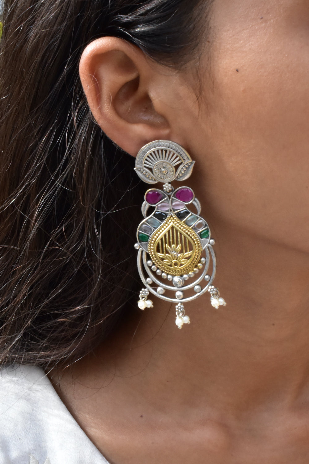 tribal drop chandbali earrings trce230379