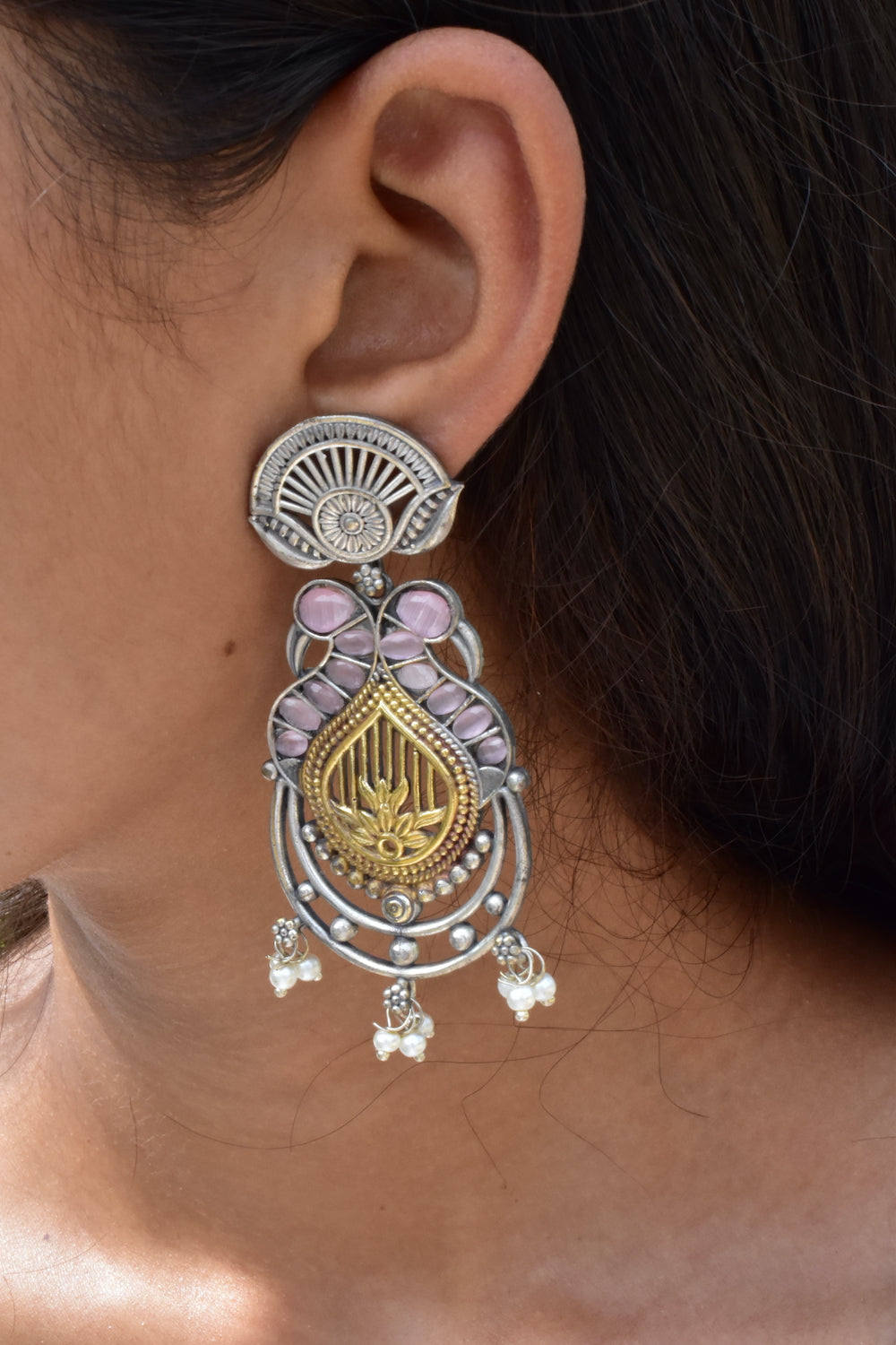 tribal drop chandbali earrings trce230379