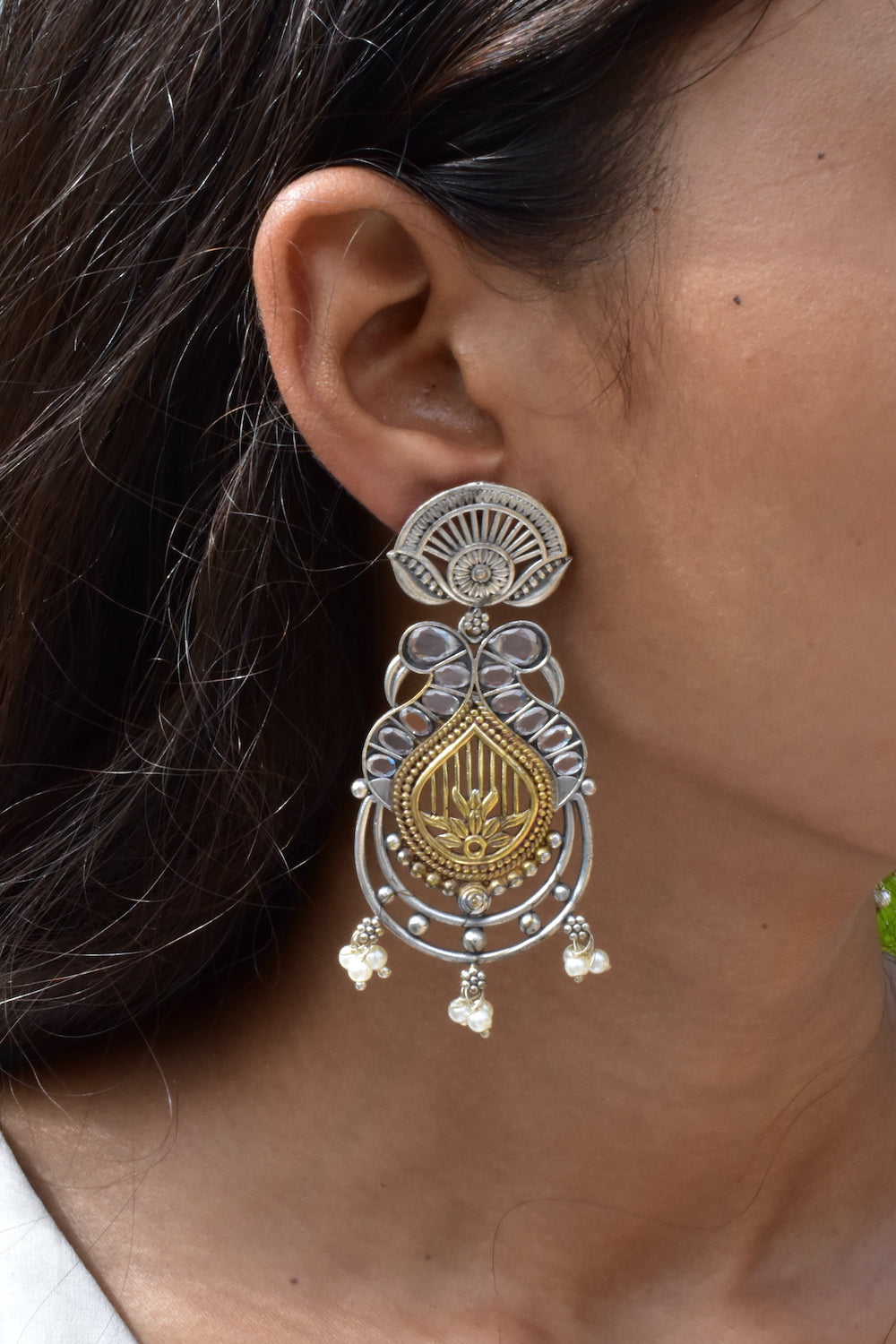 tribal drop chandbali earrings trce230379