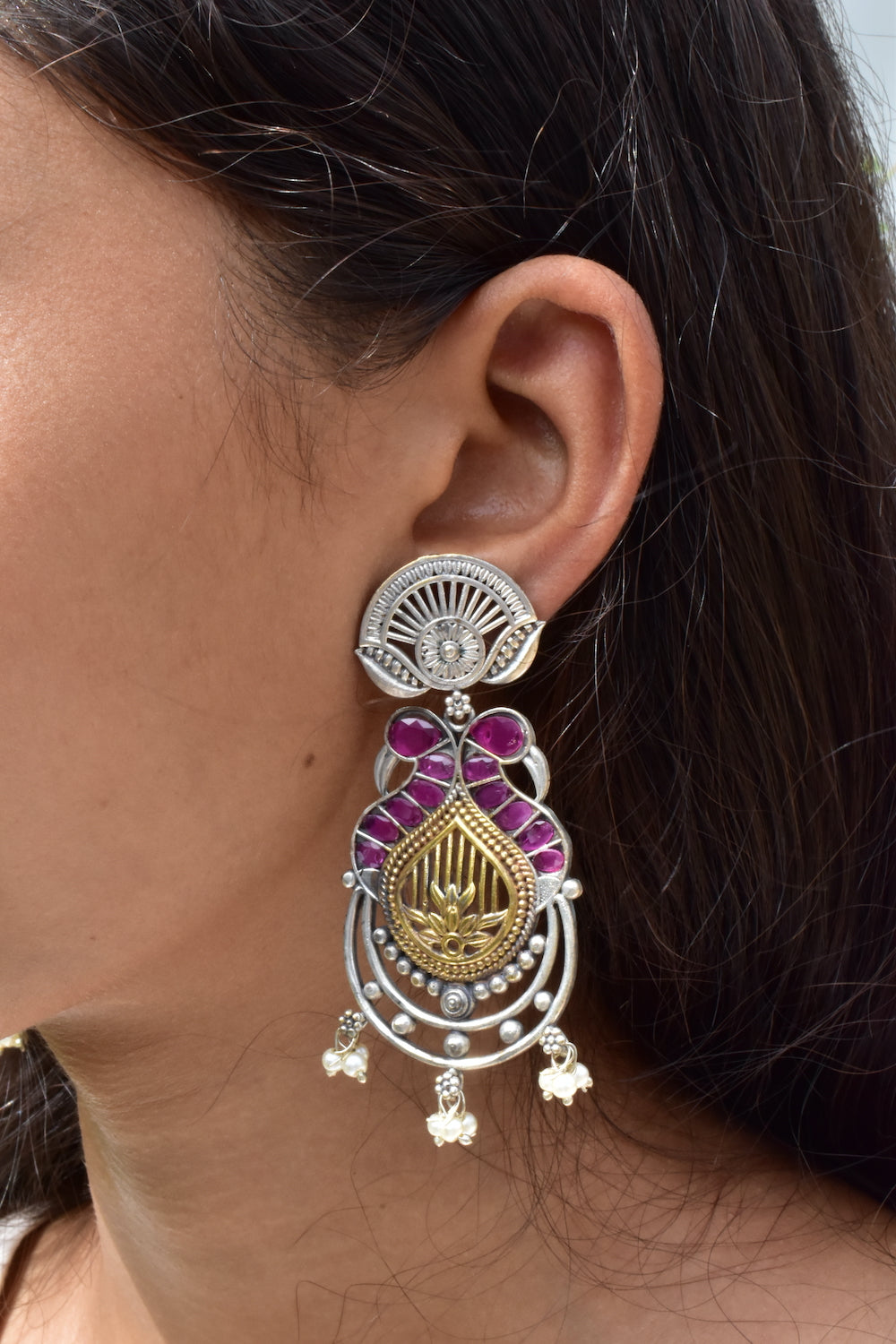 tribal drop chandbali earrings trce230379