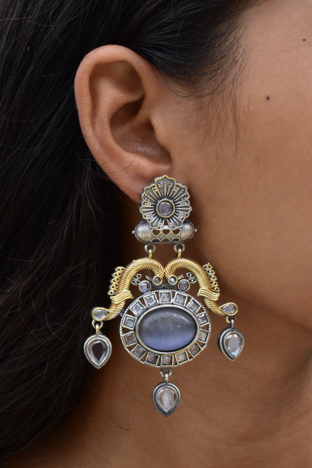 tribal chandbali earrings trce230381