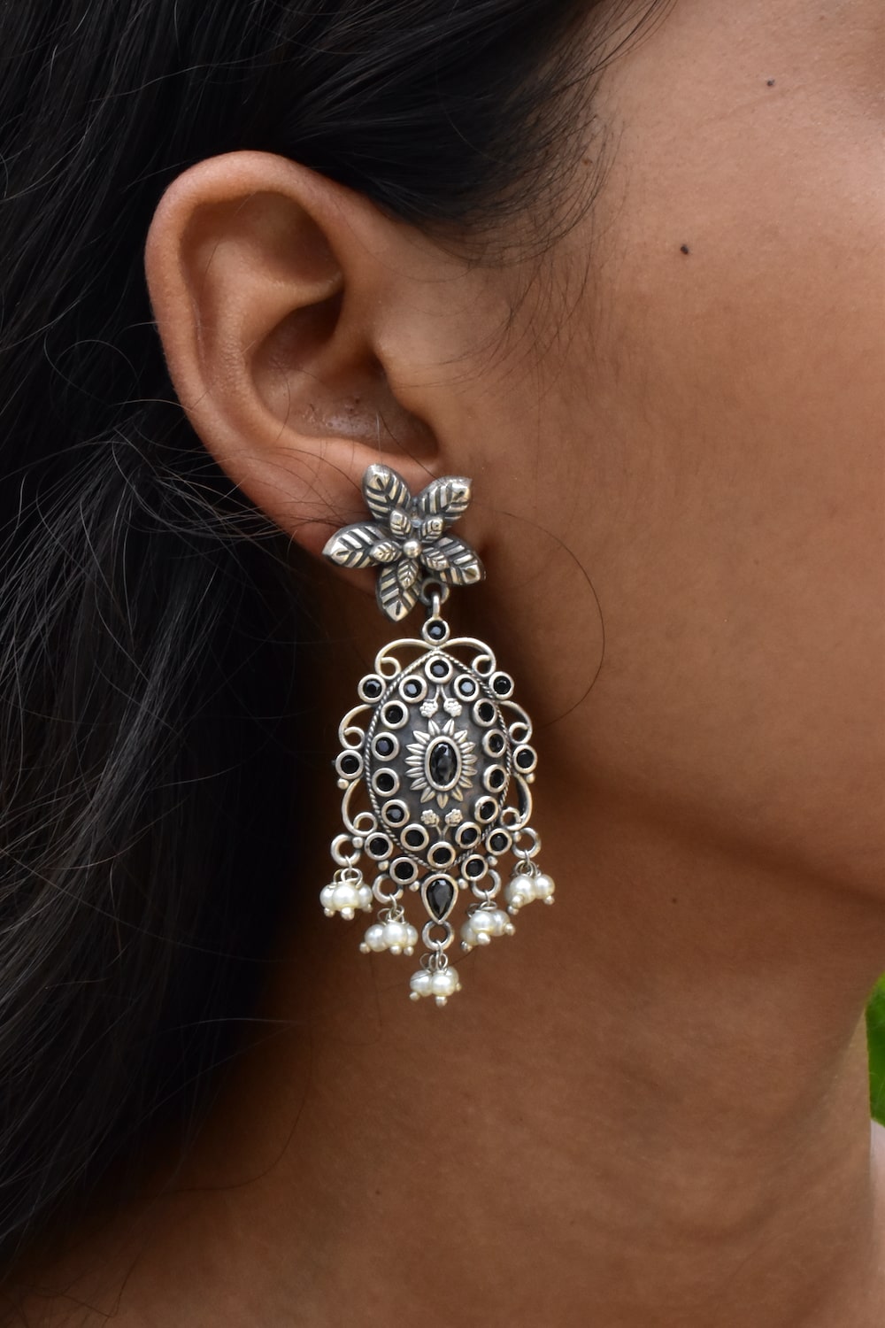 black drop earrings