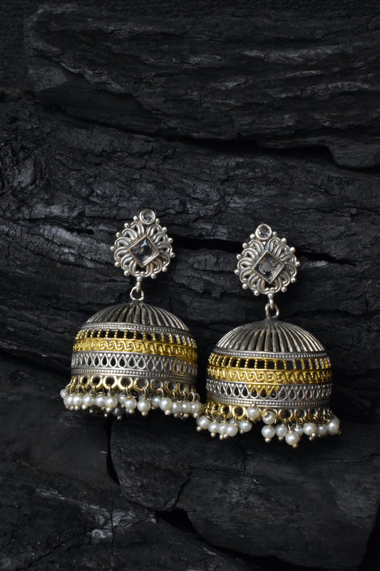 white jhumka earrings