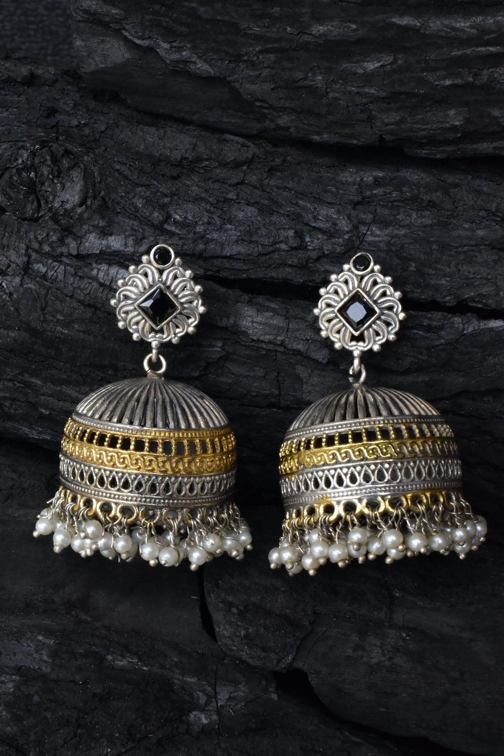 black jhumka earrings