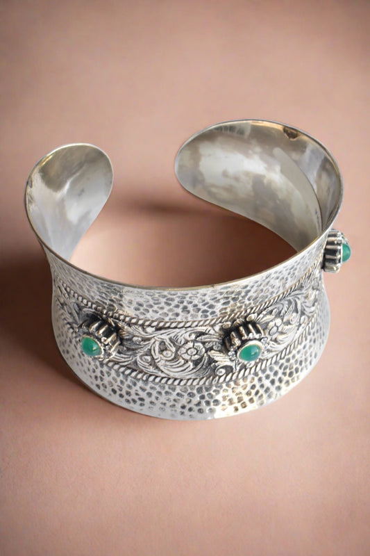 EMERALD STERLING SILVER CUFF BRACELET
