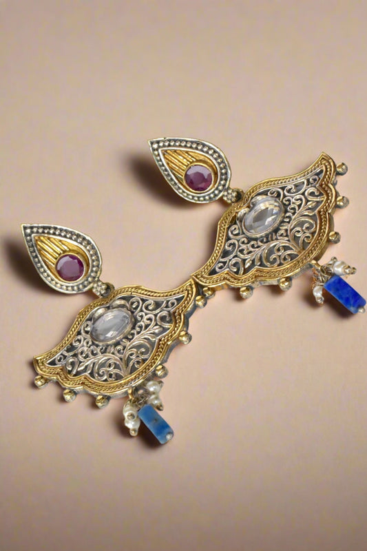 oxidised drop earrings