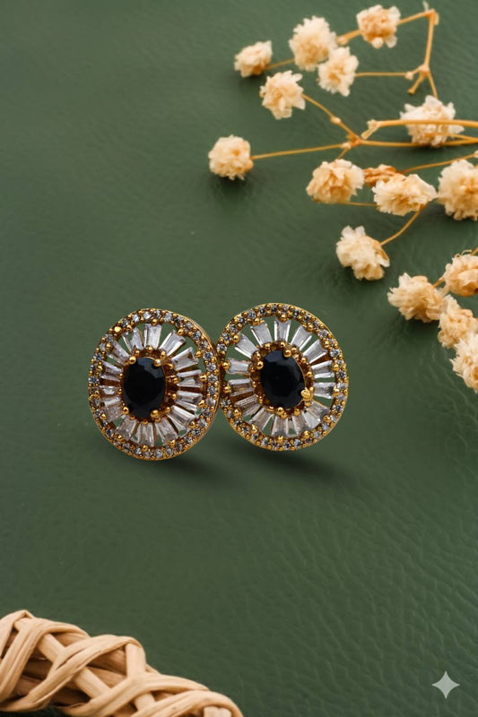 medium sized cz gold studs