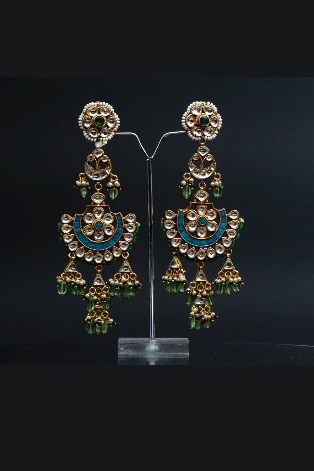 kundan long earrings