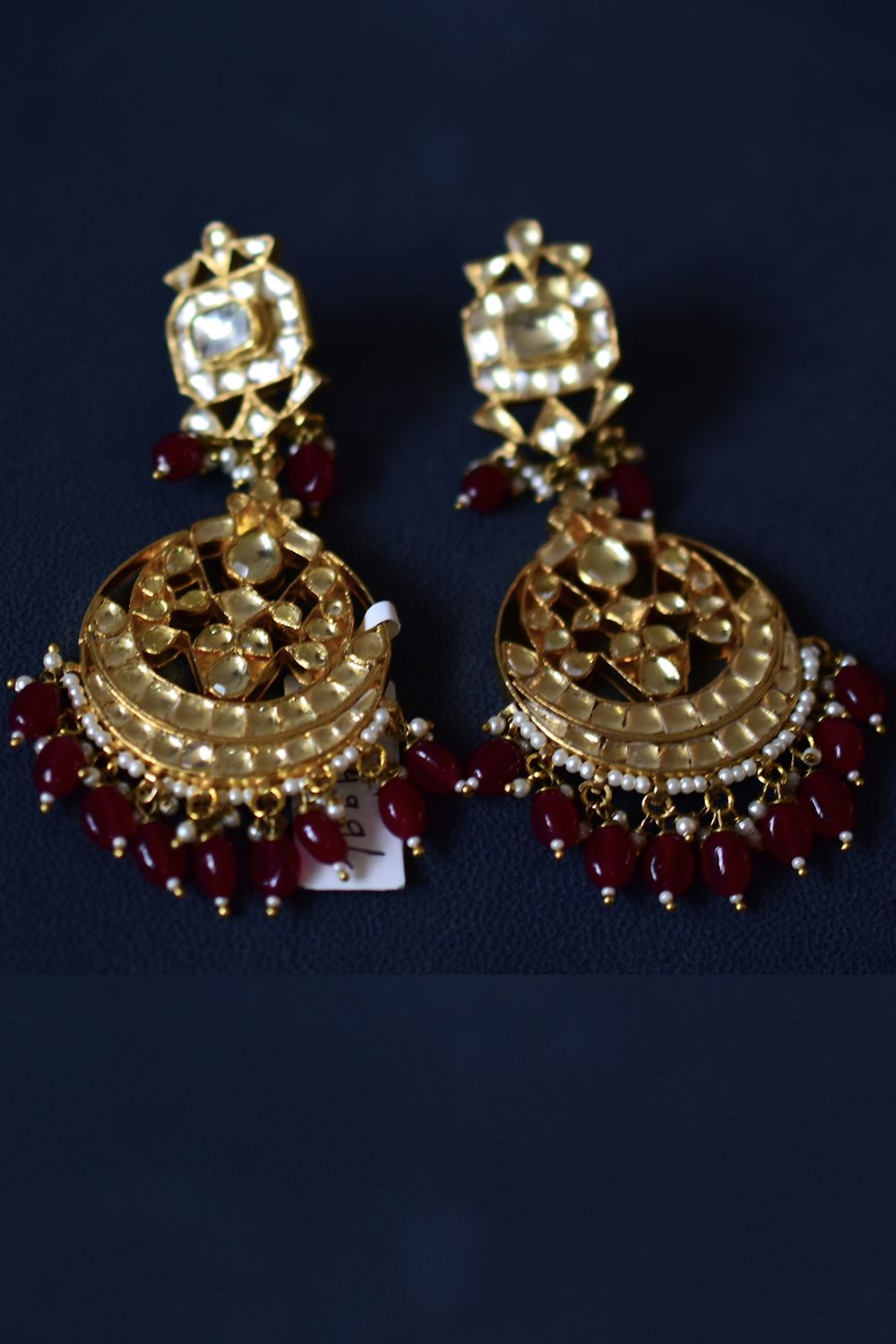 white kundan chandbali