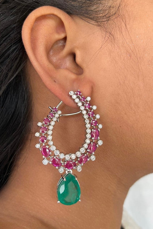 ruby emerald earrings