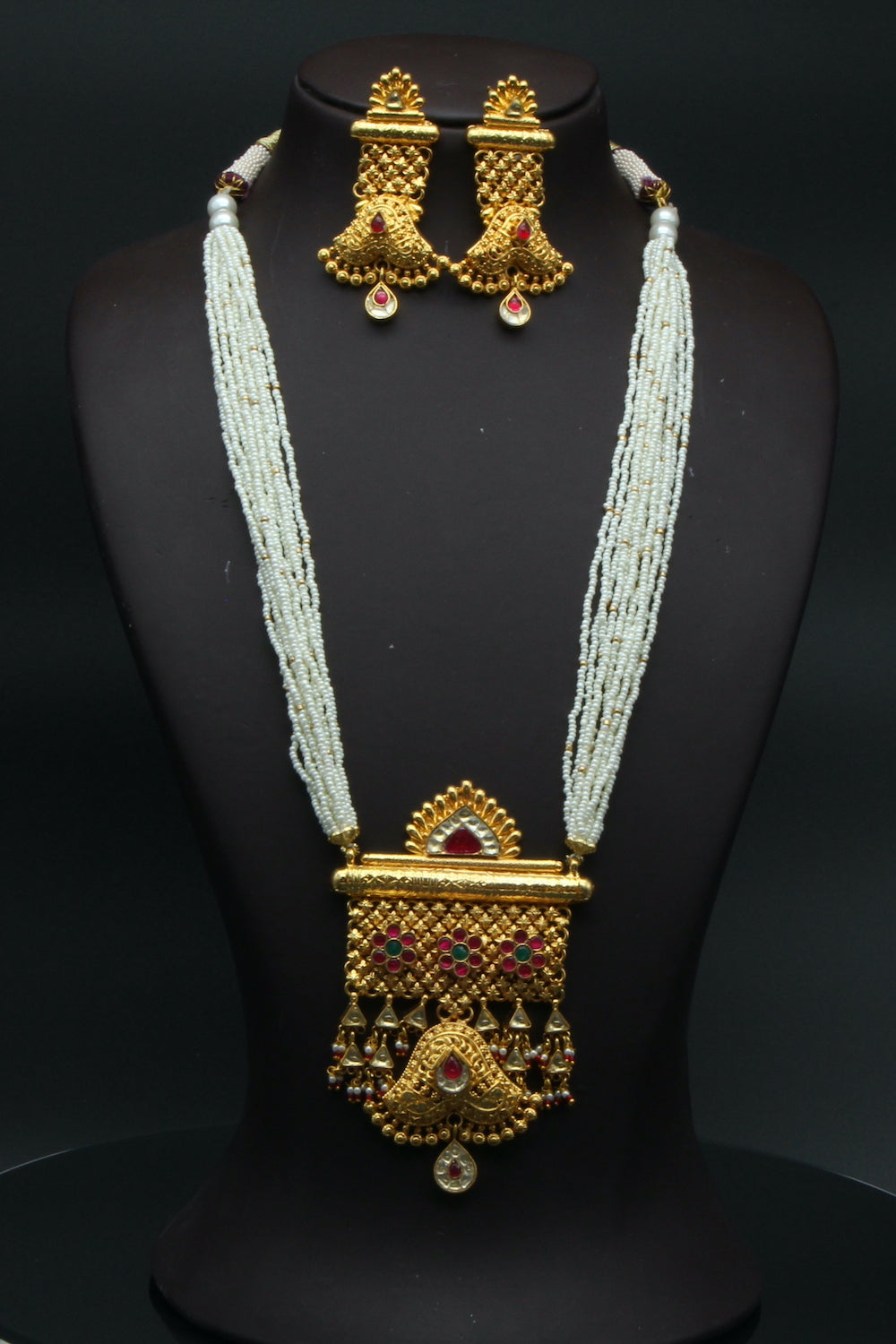 Long moti kundan deals set